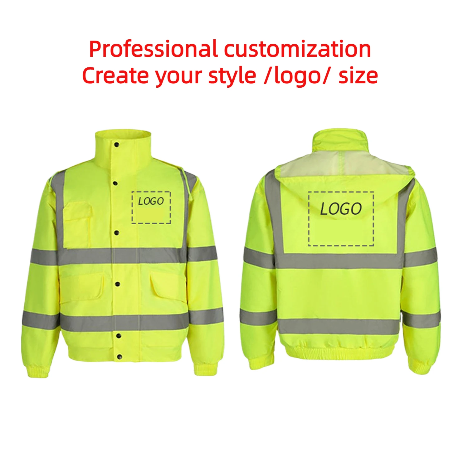 Cold Weather Men Waterproof Hi Vis OEM Logo Custom Work Construction Windbreaker Jacket Coats High V
