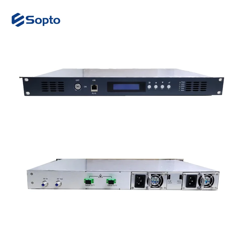 1U Optical Transmitter 1550nm Direct Modulation 2 Output SC /APC Fiber Optical Transmitter