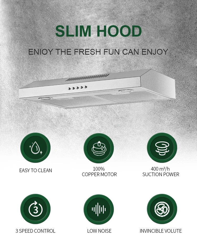 60cm Stainless Steel Builtin Kitchen Aire Range Hood Slim