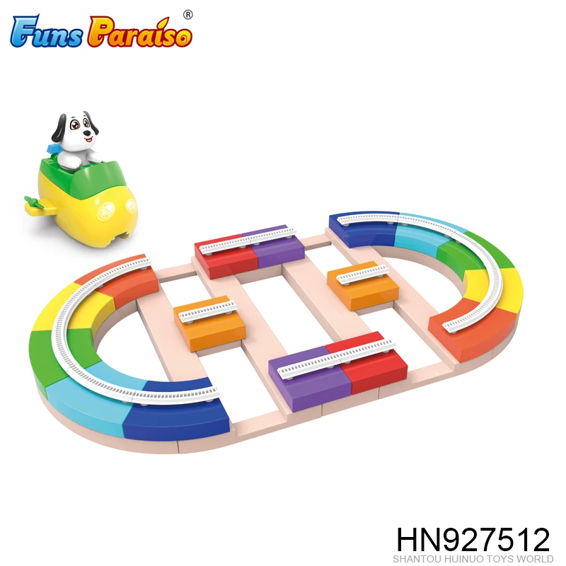 Moving Runway 54pcs Diy Assembled Race Track Toy Car Set  HN927512