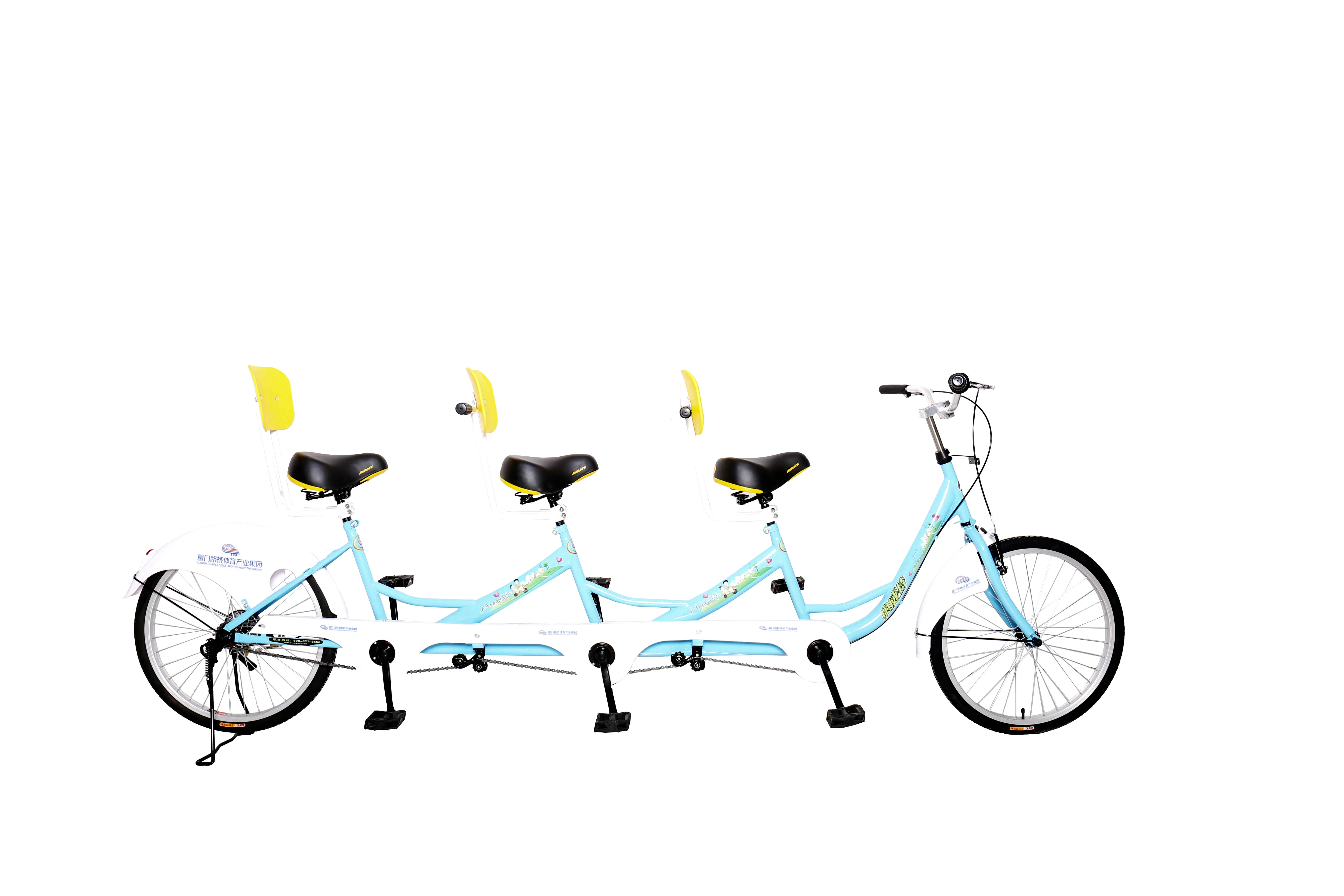 2024 New Two Wheel Three Seat Family Bicycle tandem Vehicle with Backrest