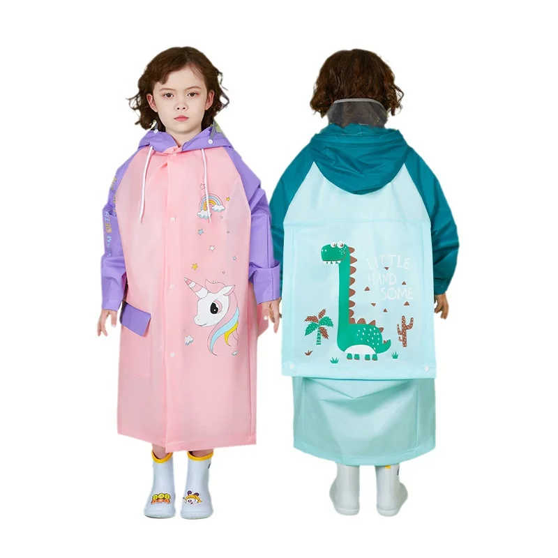 Portable promotion Waterproof Clear Children Rain coat Kids Hooded Raincoat for Boys and Girls