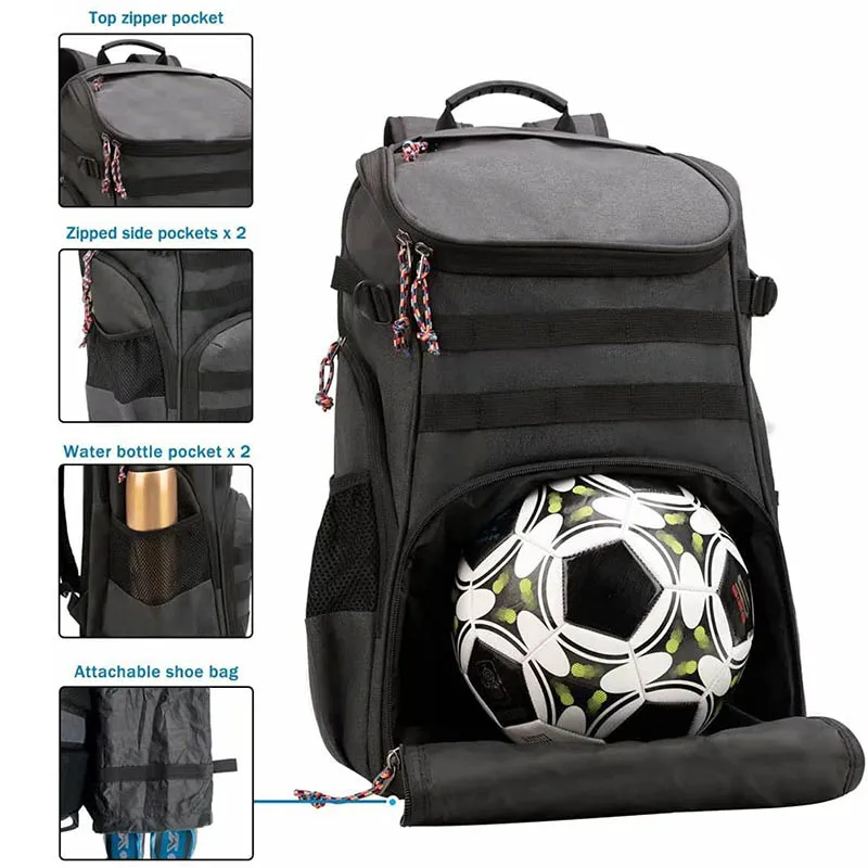 Basketball Backpack with Ball Compartment and Shoe Pocket Outdoor Sports Equipment Bag for Soccer Volleyball Gym Swim School Tra