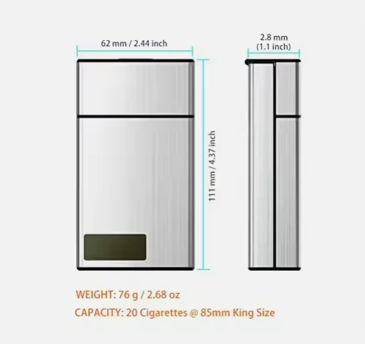 Smart Portable Smoking Control Tool 20 Pieces of Aluminum Alloy Thin Metal Locking Timer Cigarette case with Timer
