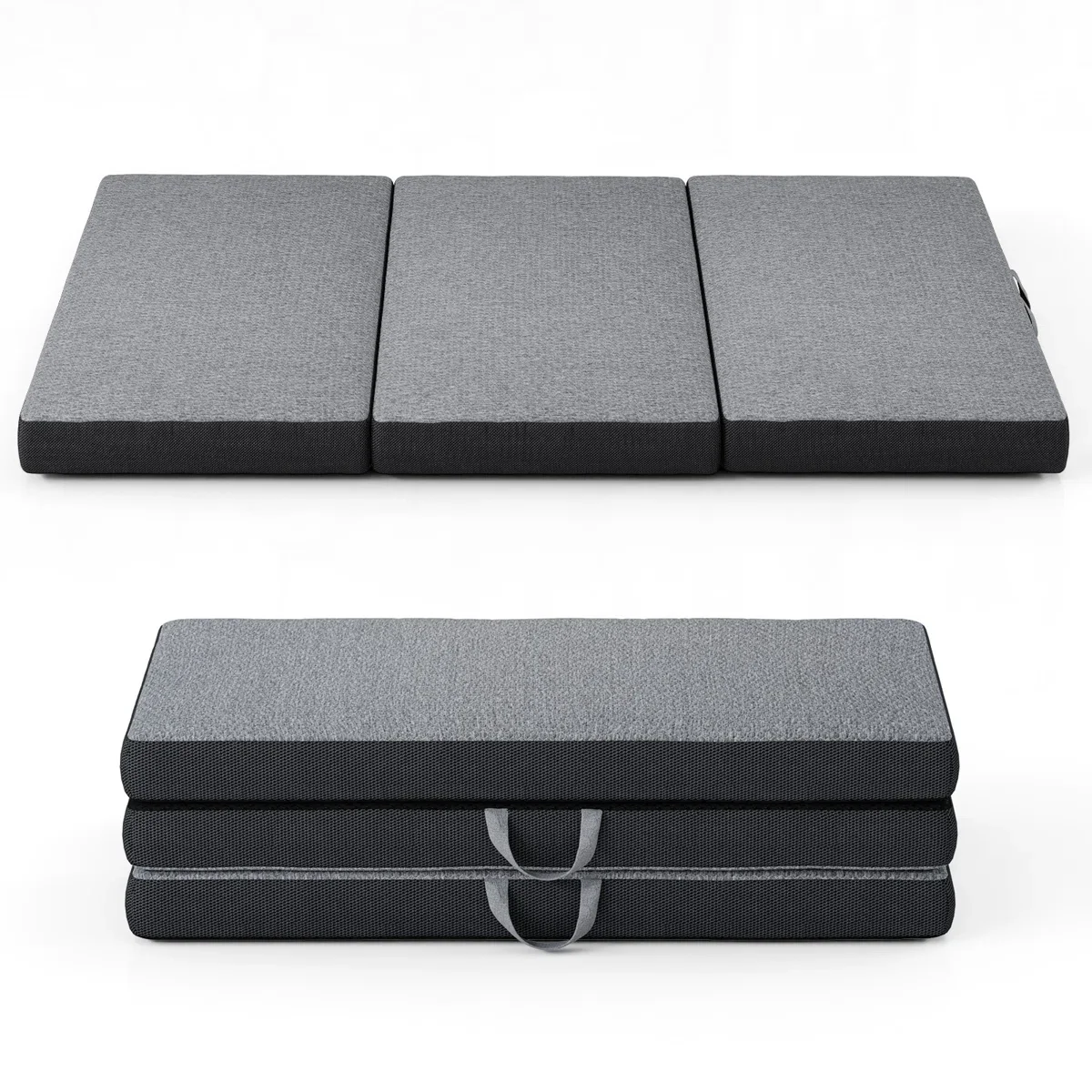 Zipper Design Washable Removable Grey Tri-fold Memory Foam Mattress Cover with Handle manufacture