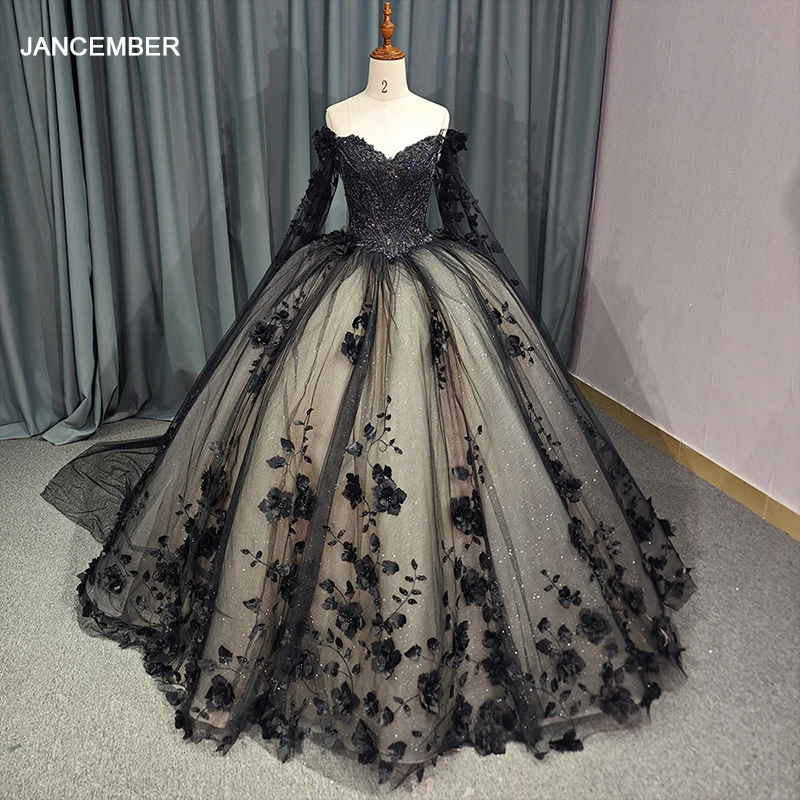 Black Quinceanera Dresses Exclusive Customized Model Tulle Appliques Lace  Sweet 16 Dresses 15 Anos Mexican 6772
