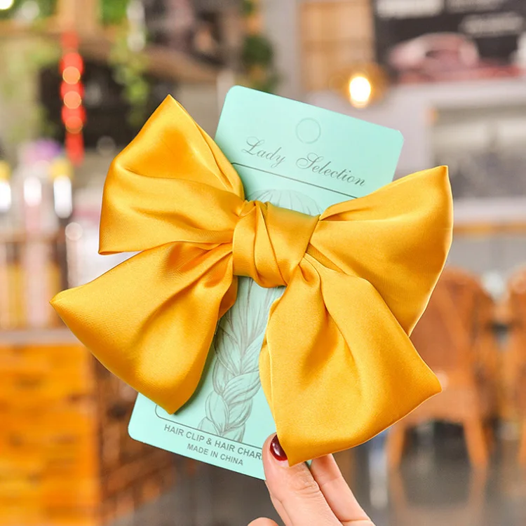 Заколка-пряжка с бантом, шелковая заколка для волос, заколка-бабочка на заказ, заколка для волос, заколка для волос, металлическая Длинная лента, атласная сумка