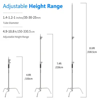 Neewer C Light Stand with Detachable Base Adjustable Heavy Duty C Stand for Moonlights Video Lights Load Capacity 44lbs/20kg detail image