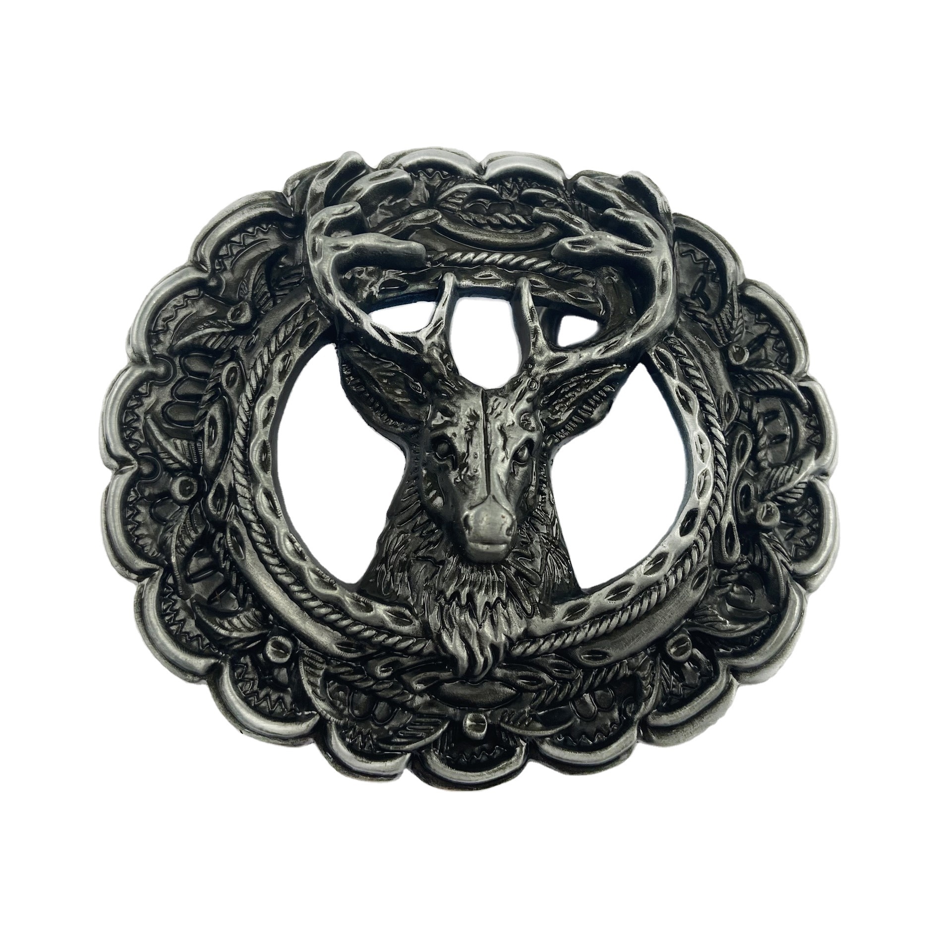 Hot Selling Retro Casual Animal Sika Deer Design Belt Buckle Zinc Alloy Western Reindeer Belt Buckle for Christmas Gift