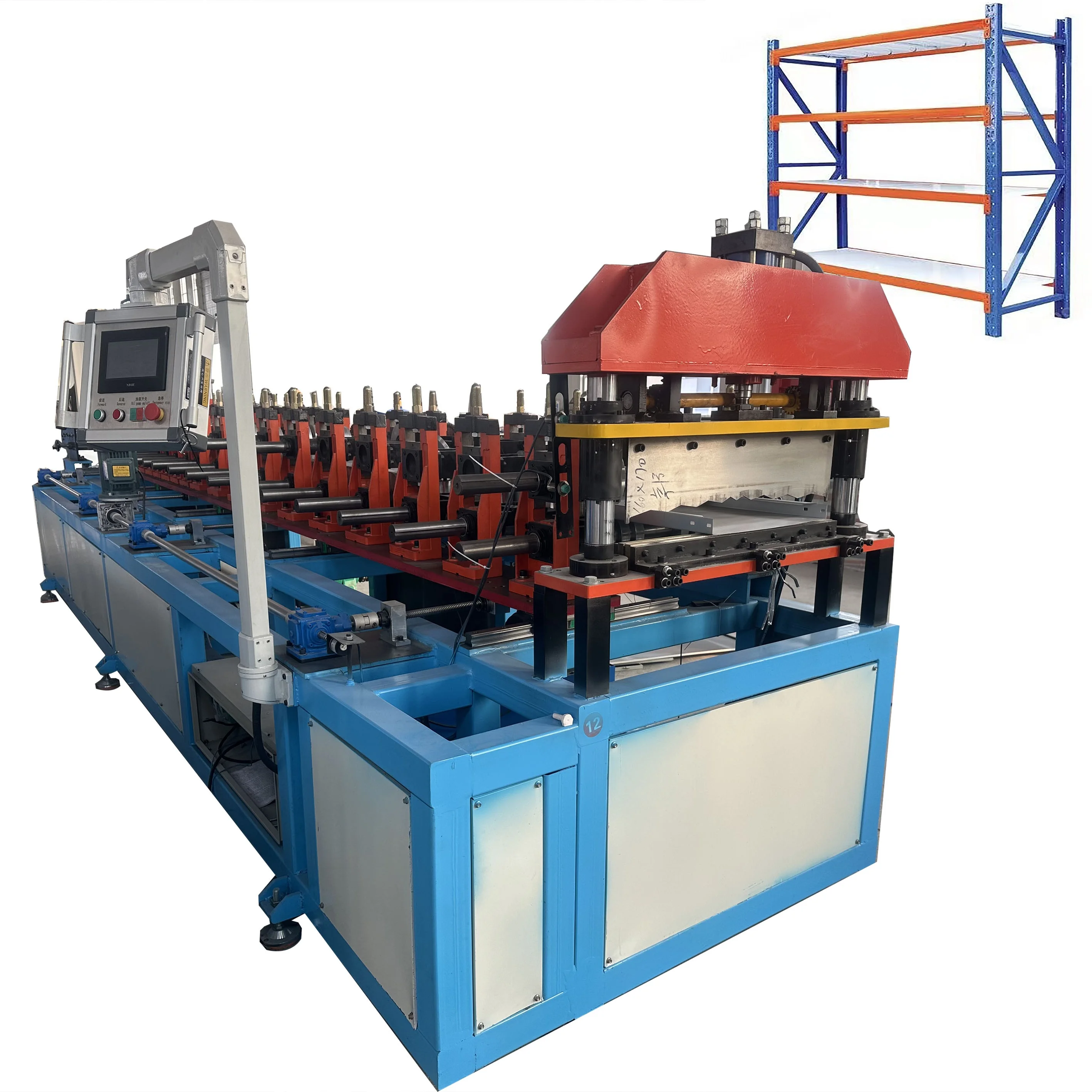 Supermarket Shelve Production Line Roll Forming Machine Automatic the Width Shelf Storage Making Machine