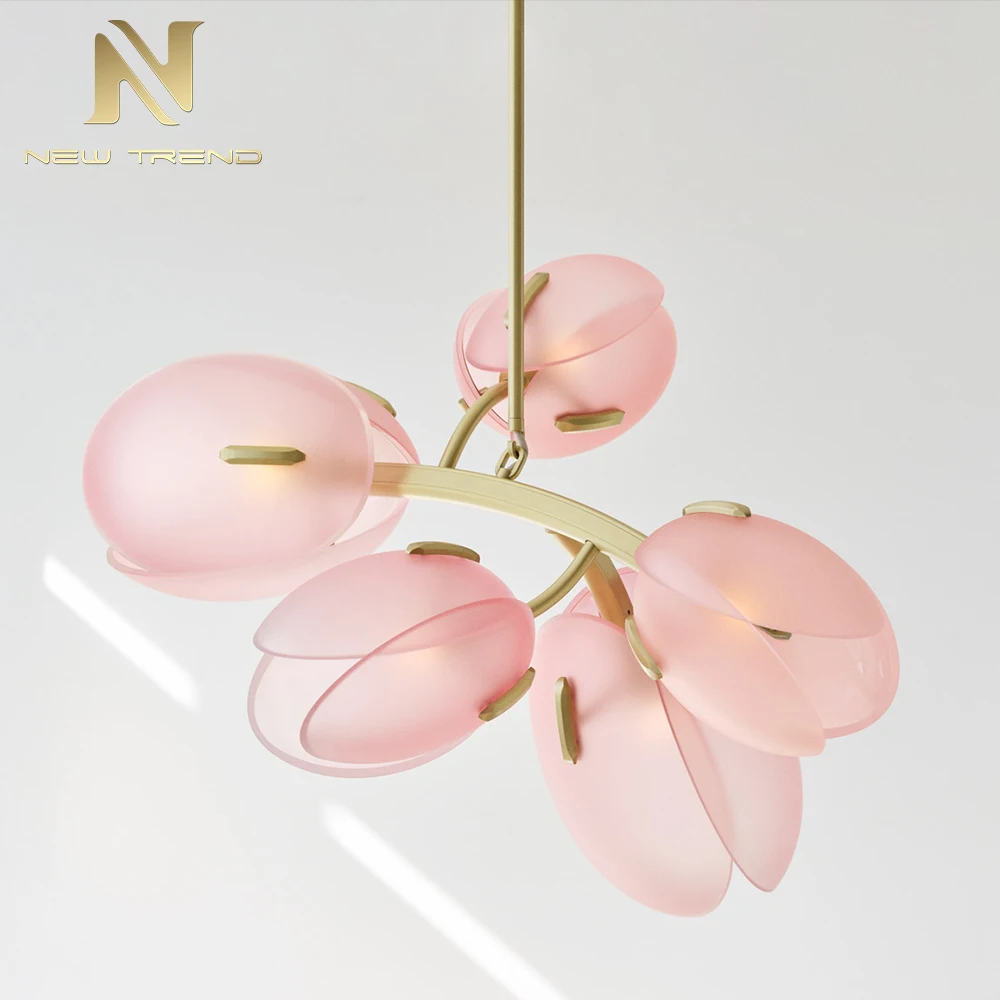CPL-255 Minimalist Style Indoor Decoration Pendant Light Villa Home Living Room Dining Glass Flower Branch LED Chandelier   