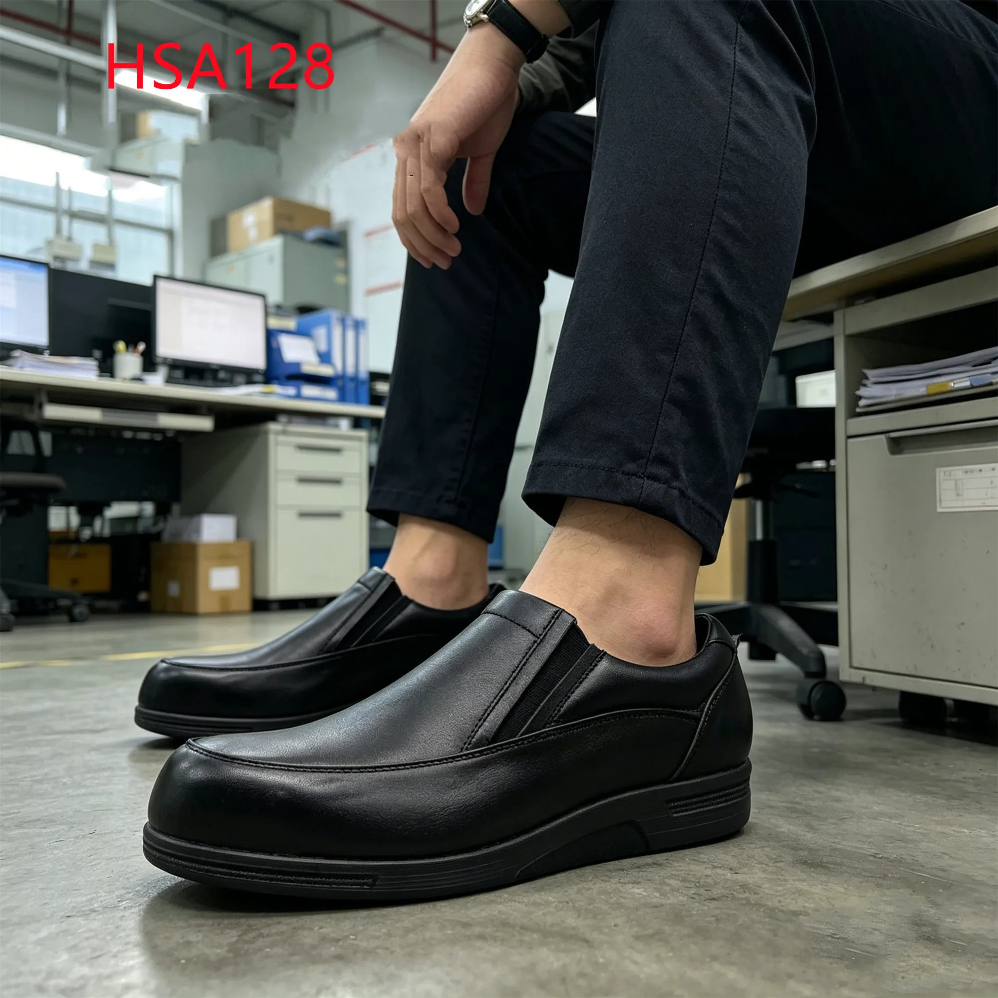 LXG,steel Toe Cap Insert Pull-on Industrial Manager Safety Shoes Warehouse Supervisor Full Grain Leather Working Shoes HSA128