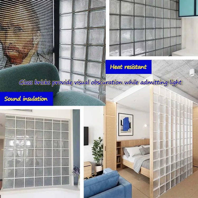 Parallel Lines Pattern Hollow Glass Block Clear Crystal Low Iron Float Glass Brick Block Factory Supplier Cheap Glass Bricks
