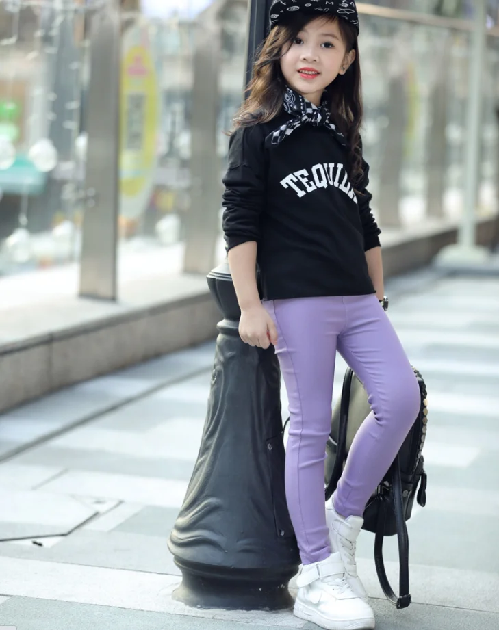 Модные брюки-карандаш для девочек, эластичные штаны для малышей, облегающие детские леггинсы, джинсы, эластичные детские брюки