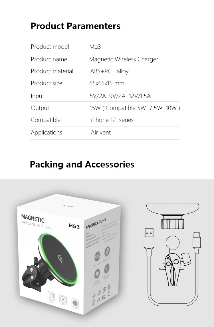 wholesale custom 360 rotation qi mini strong magnet mount universal air vent car magnetic phone holder for magsafing