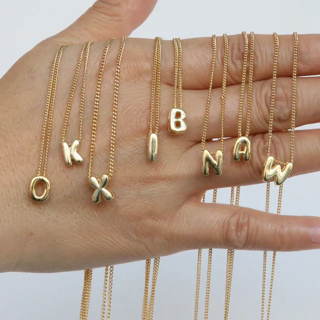 Wholesale 18k Gold-Plated Jewelry Pendant Necklace A To Z Fashion Name Alphabet Choker Chain Letter Necklace Jewelry for Women
