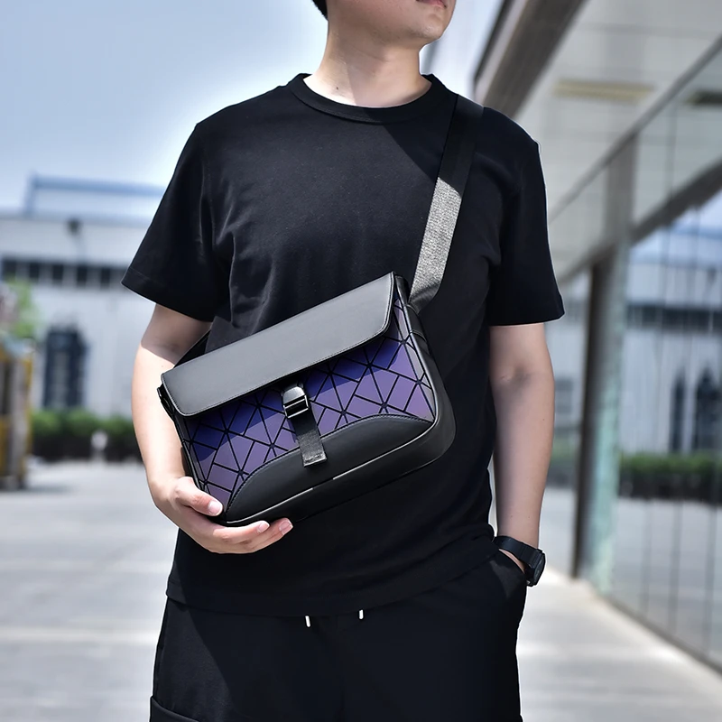 Unisex New PU Leather Crossbody Bag with Fashionable Design, Waterproof Function Diamond Grid Decoration Men's Womens Chest Bag