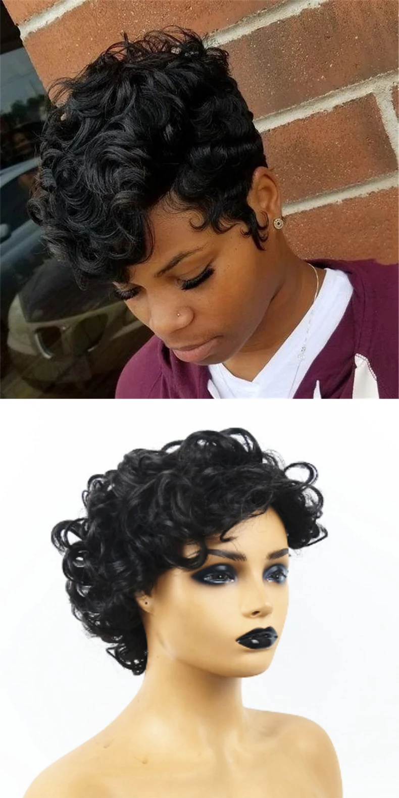 Black Arabic Style Short Hair Women Wigs Handsome Wig Grey For Female