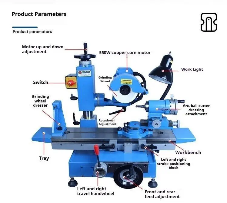 TEBAK Universal Multifunctional Small Plane Deep Hole Gun Drill Tools Grinding Machine Grinder End Mill Cutter Sharpener