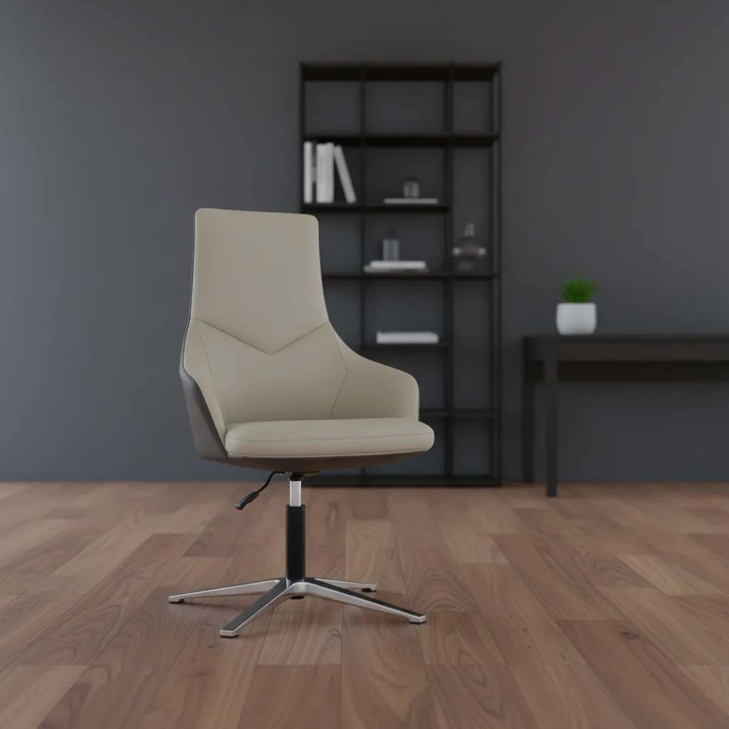Four-star Base Modern Ergonomic Leather Executive Office Computer Chair with Adjustable Height and Aluminium Frame 5