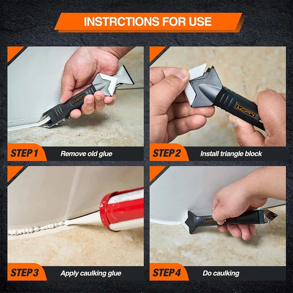 Caulking Tools 3 In 1 Caulk Tool For Removal And Application Caulk Remover Glass Glue Angle 3915