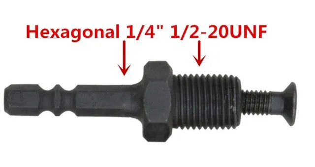 Hexagonal 1/4" 6.35mm Hex Shank Adapter to 1/2-20UNF Hex Shank Male Thread w … 