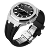 Boîtier argenté + Bracelet noir