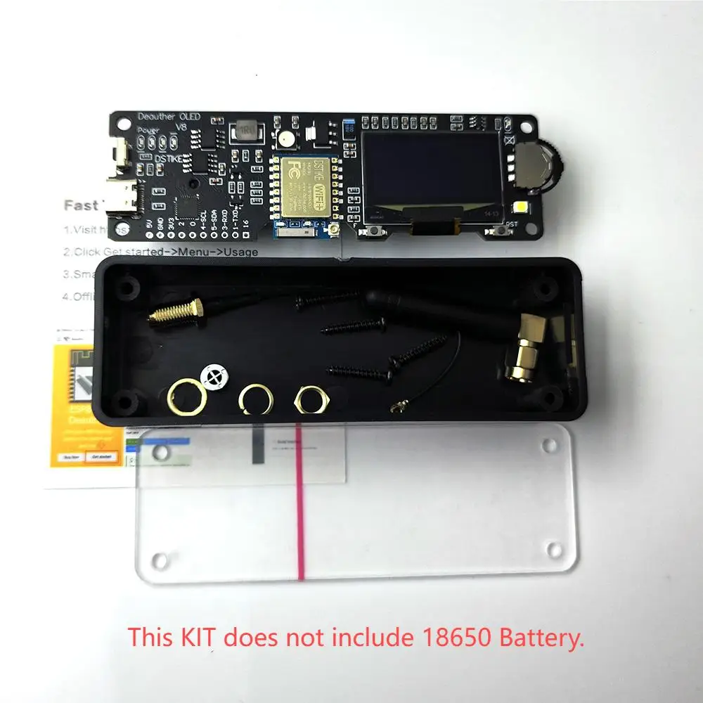 Orologio WiFi ESP8266 Con Batteria Estesa, RTC E Buzzer Per Deauth – Nero, Scheda Di Sviluppo Indossabile
