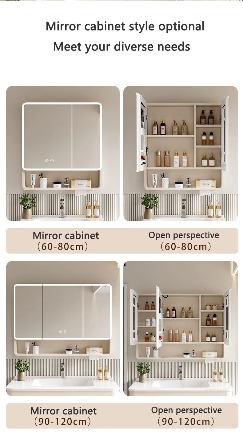 Modern bathroom smart mirror touch screen wall cabinet mirror Bathroom cabinet with led mirror manufacture