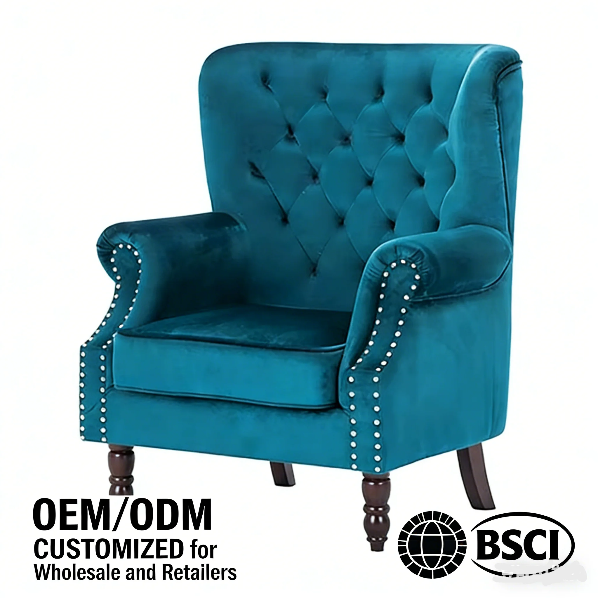 כיסאות נוחות מפוארים בסגנון צפוני, עם גב גבוה, מעצבים מודרניים, מעור וולווט