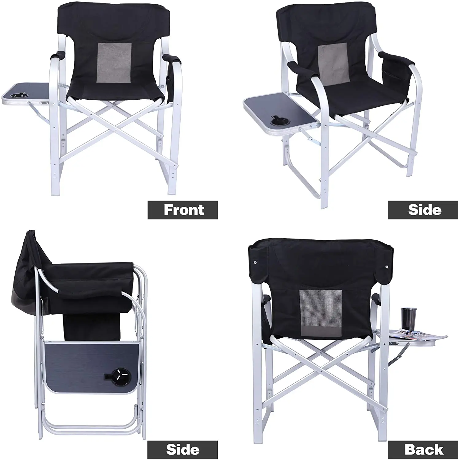 Folding Aluminum Director's Chair Tray Deckchair Deckchair Anglers
