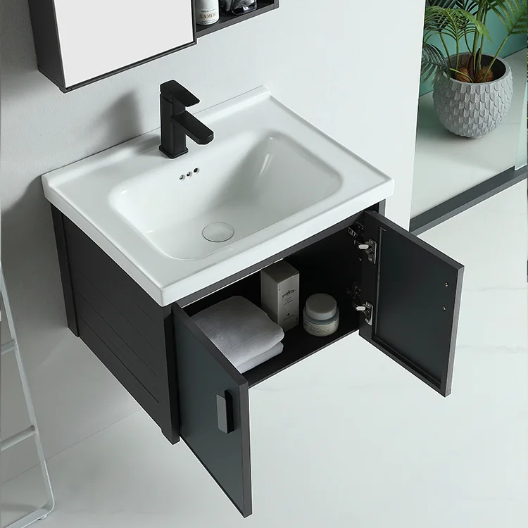 Modern balcony simple wall-mounted new design aluminum bathroom sink vanity mirror cabinet factory