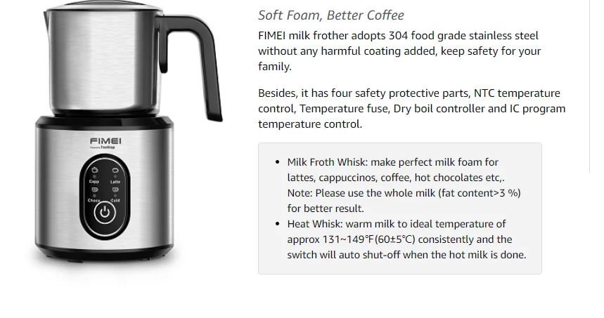 4 in 1 Electric Magnetic Milk Frother MMF-9401 White - GroupWholesalers