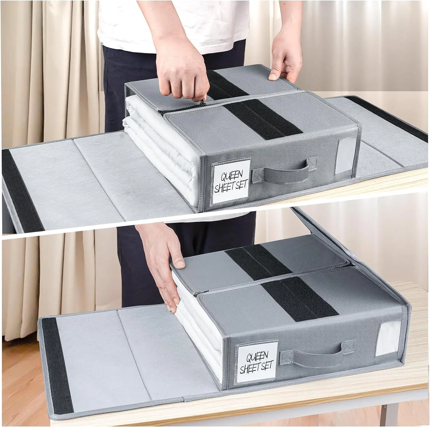 Custom Logo Oxford Fabric Bed Sheet Box Organizers Storage SheetCube Duvet Cover Box