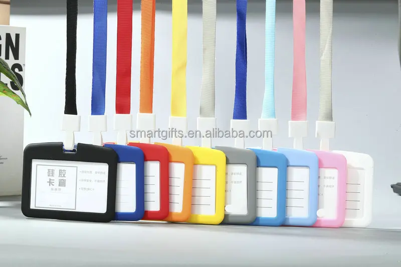 Durable Assorted Colors Heavy Duty Silicon Id Card Holder Name Tag