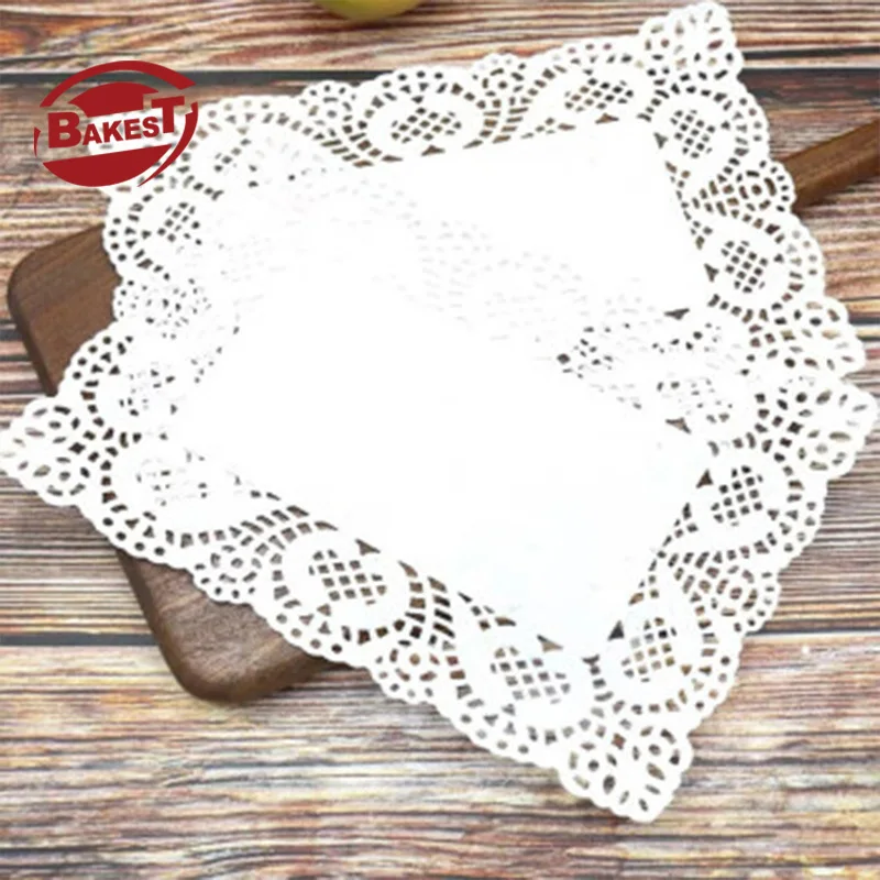Bakest  Disposable White Rectangular Cake  Paper Lace Doilies for Cake Bread Dessert Fried  Food