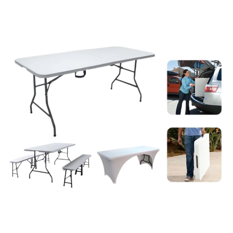 Folding Table Plastic 6 Ft Heavy Duty Table Camping Working Table