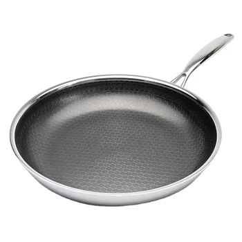 Fry Pan Supplier 28CM Stainless Steel Nonstick Honeycomb Fry Pan with SS Handle