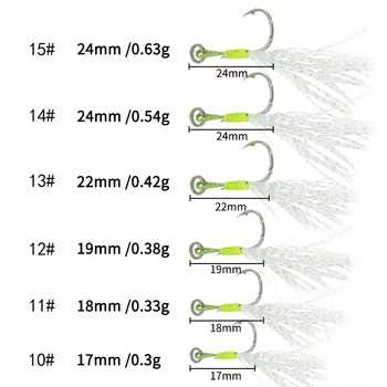 Luminous Iron Plate Single Hook Bright Silk Fluorescent Green Feather Accessories Reinforcing Black Lat Hook GZ018 Bass – Hooks – view 3