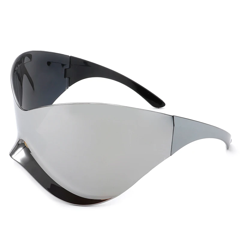 2023 Oversized Futuristic Y2k Shield Sun Glasses for Men Women Wrap Around Fashion Superhero Chic Mask Sunglasses Shades