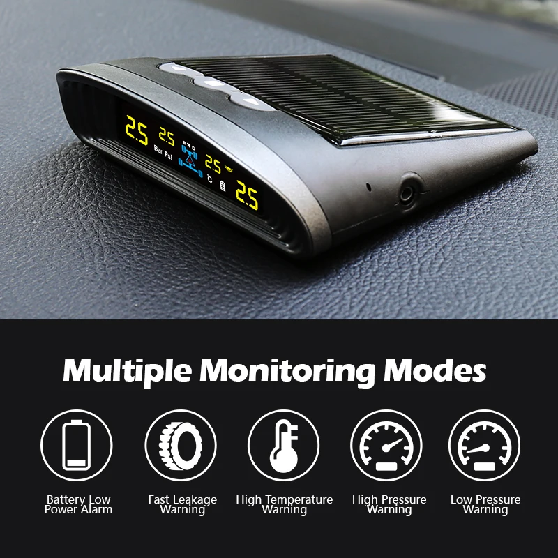 SPY V10 Digital Tire Gauges with Internal Sensor Solar Power TMPS Tire Pressure Monitoring System LCD Display Tire Gauge