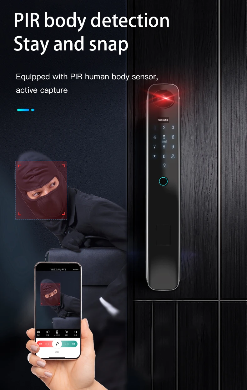TYSH Tuya Smart Door Lock WiFi Zigbee Face APP Fingerprint Password IC Card Key with Camera Smart Door Lock