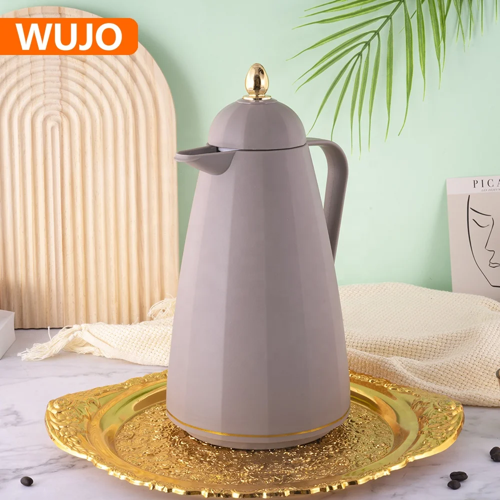 1000ml Großhandel Kundenspezifisches Design Plastik-thermoskanne Vakuum-isolierkanne Tee-dallah Arabische Kaffeekanne Mit Glaseinsatz