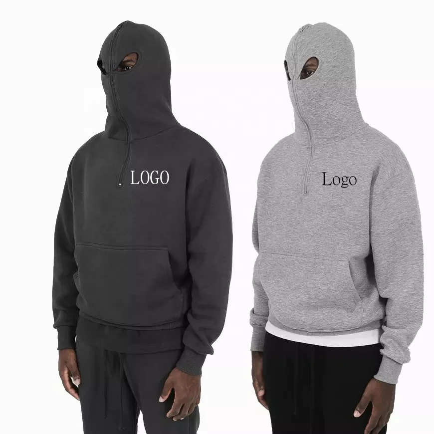 Custom Logo Full Face Zip Up Hoodie for Men