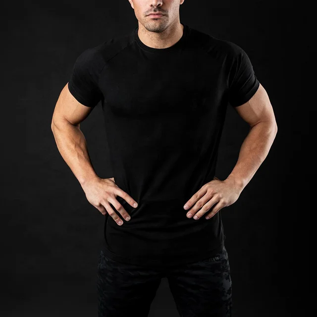 JL0327A Wholesale Men Compression Running T Shirt Fitness Tight Mens Gym Workout Short Sleeve Slim Fit T-Shirt for Men