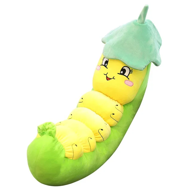 Caterpillar Silkworm Baby Plush Toy 30cm Stuffed Cotton Worm Doll PP Lotus Leaf Throw Pillow Cushion Wholesale Anime Gifts
