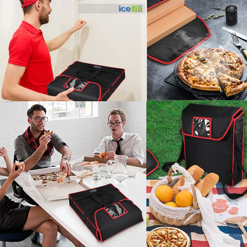 Icemi Large Insulated Food Delivery Backpack Bag 600D Material for Pizza and Parcels for Motorcycle Picknick Delivery