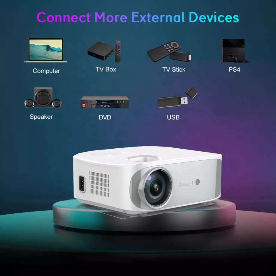 Global Version C55 Android WiFi BT Portable 1080p 4K Smart Theater Projector 450ANSI Lumens LCD for Home Theater