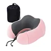 Pink neck pillow + storage bag