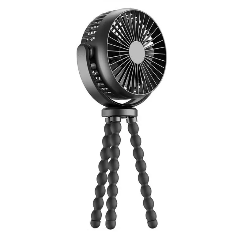 Portable Stroller Fan 5200mAh Battery with Tripod Legs Mini Rechargeable USB Fan Peloton Fan for Treadmill Camping Travel